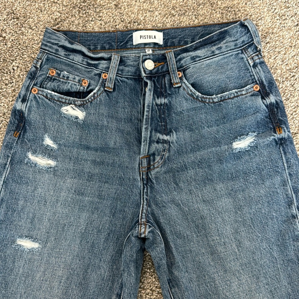 Pistola Distressed Ankle Straight Jeans